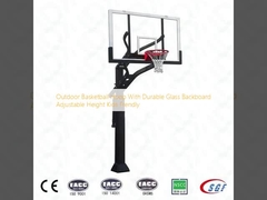 Outdoor Basketball Hoop With Durable Glass Backboard Adjustable Height Kids Frendly