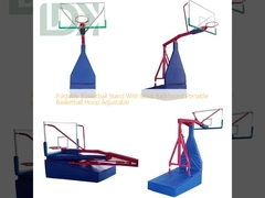 Foldable Basketball Stand With Glass Backboard Portable Basketball Hoop Adjustable