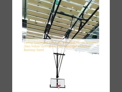 Ceiling Suspended Stationary Basketball Hoops Tempered Glass Indoor Gymnasium FIBA Adjustable Basketball Backstop Stand